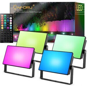4 RGBW Flood Lights Outdoor Remote Control, Color Changing LED Landscape Lights